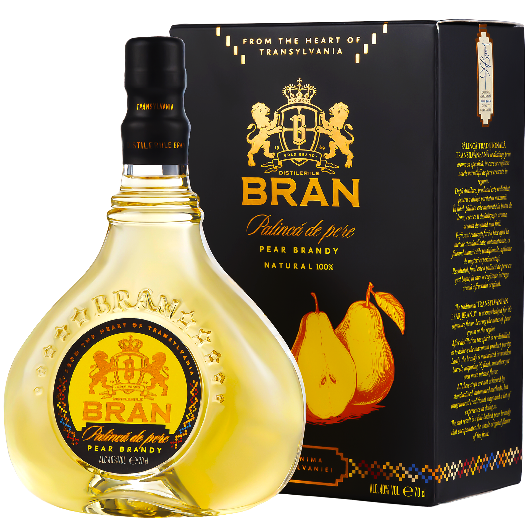 Pălincă Pere Distileriile Bran – Ediție Limitată 700 ml 40% alc/vol