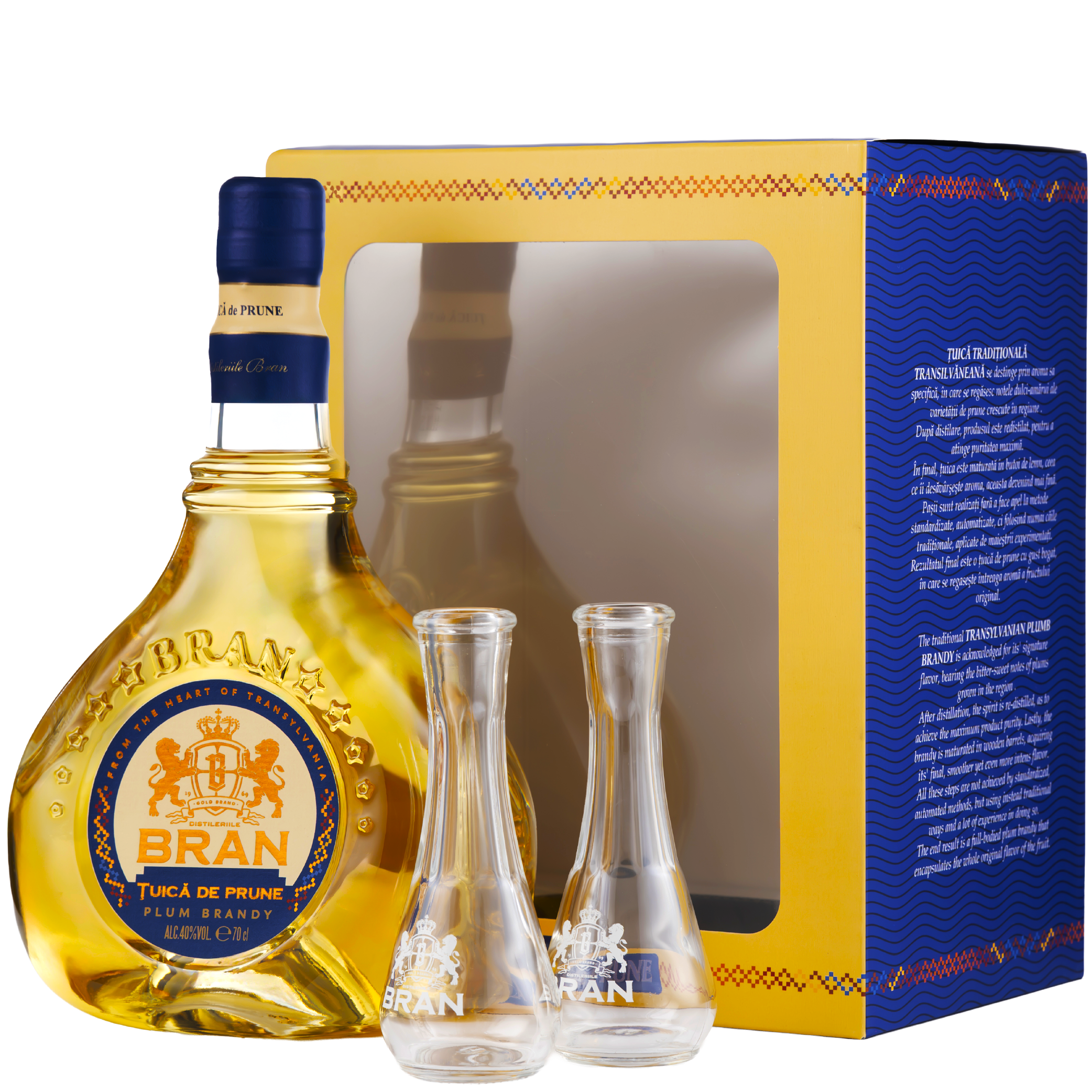 Țuică Prune + 2 Toiuri Distileriile Bran 700 ml 40% alc/vol